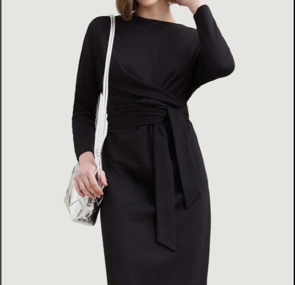 Modern Citizen Dress Size Medium Black Tie Waist Long Sleeve Midi